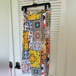 Anthropologie Mosaic Tile Patterned Maxi Skirt Size Small Viscose